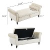 CAVINAS Rectangular Velvet Fabric Storage Ottoman Bench with 1 Pillow,Upholstered Storage Ottoman,Storage Bench for Living Room,Bedroom - 3 of 4
