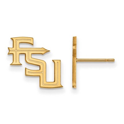Black Bow Jewelry 14k Yellow Gold Florida State Seminoles NCAA Post Earrings