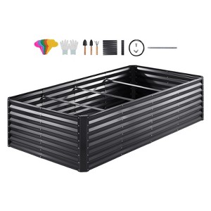 VEVOR Raised Garden Bed, 8 x 4 x 2 ft Galvanized Metal Planter Box with Open Base, for Growing Flowers/Vegetables/Herbs in Backyard/Garden, Dark Gray - 1 of 4