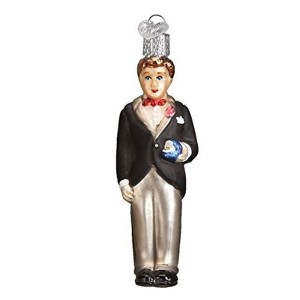 Old World Christmas Blown Glass Ornament for Christmas Tree, Brunette Groom - 1 of 4