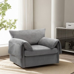 Comfortable Swivel Accent Armchair Oversized Upholstered Single Sofa With Side Pockets Teddy Swivel Arm Chair For Living Room,Bedroom-Cuddlewood - 1 of 4