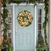 Pre-Lit Christmas Wreath for Front Door, 24 in Large Christmas Wreath with 20 LED Lights, Artificial Xmas Wreath with Gold Leaves, Balls for Window - 4 of 4