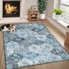 Washable Rug Vintage Floral Floor Carpet with Anti Slip Backing - 4 of 4