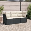 vidaXL 3 Piece Patio Sofa Set with Cushions - Black and Cream Without Table - 2 of 4