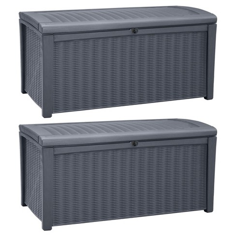 Resultaat Allerlei soorten Poging Keter Borneo 110 Gallon All Weather Weatherproof Rattan Wicker Resin  Outdoor Patio Porch Garden Deck Organization Storage Box Bench, Grey (2  Pack) : Target