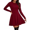 Ribbed Knit Sweater Dress for Women, Long Sleeve Crew Neck Fit and Flare A-Line Dress for Fall and Winter, Casual Office Wear Burgundy - 3 of 4