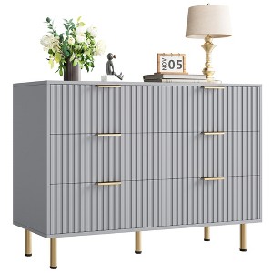 Bedroom 6 Drawer Storage Chest, 47.2 Inch Wide Modern Built-in Dresser with Deep Drawers for Living Room, Hallway, Kids Room - 1 of 4