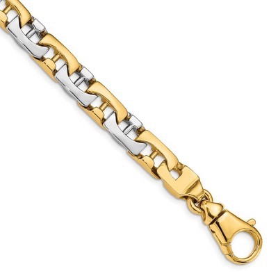 Black Bow Jewelry Mens 8.5mm 14K Gold Solid Fancy Anchor Chain Bracelet, 8.5 Inch