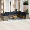 vidaXL 12 Piece Patio Sofa Set with Cushions - Gray Poly Rattan - 2 of 4