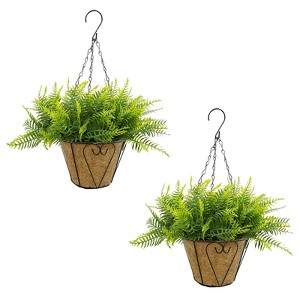 2 Sets of Artificial Outdoor Bougainvillea Flowers with Brown Basket, Artificial Hanging Flower Plants, 12 Bougainvillea Flowers for Christmas, Patio - 1 of 4