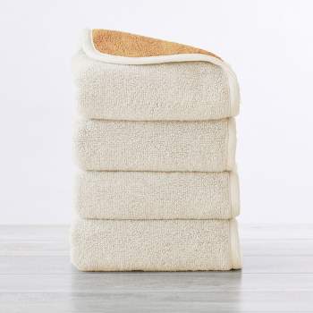 100% Cotton Quick-Dry Decorative Stripe Bath Towel Set (Hand Towel  (4-Pack), Glacier Grey / Cappuccino) - Great Bay Home