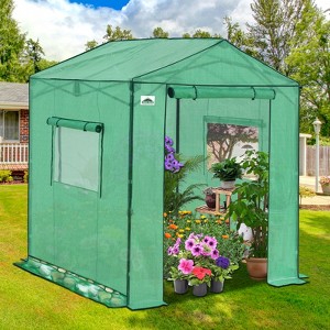 EAGLE PEAK Portable Pop Up Greenhouse, Patented Center Lock, Walk-in Outdoor Greenhouse with Zippered Doors & Windows, Green - 1 of 4