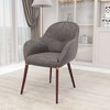 Elias Dining Chair Upholstered in Leather Velvet and Powder Coated Legs, Beige - 2 of 4