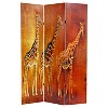 Giraffe & Elephant Double Sided Room Divider - Oriental Furniture: African Style Canvas Partition, 6ft Wall Separator - 2 of 3