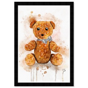 Wynwood Studio 15"x21" Pily Montiel Teddy Bear Symbols and Objects Framed Art Print: Modern Digital Art, Entertainment Theme, Black Frame - 1 of 4