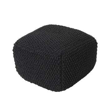 Hollis Knitted Cotton Square Pouf - Christopher Knight Home