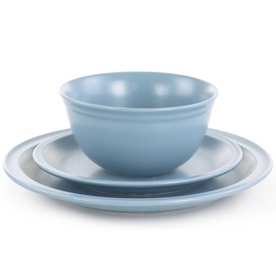 Blue Ceramic 12-Piece Round Dinnerware Set for Four