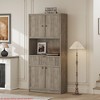 Tall Kitchen Pantry Cabinet, 70" Dining Room Pantry Storage Cabinet with Countertop, Fluted Kitchen Hutch Cabinets w/Doors and Drawer - 4 of 4