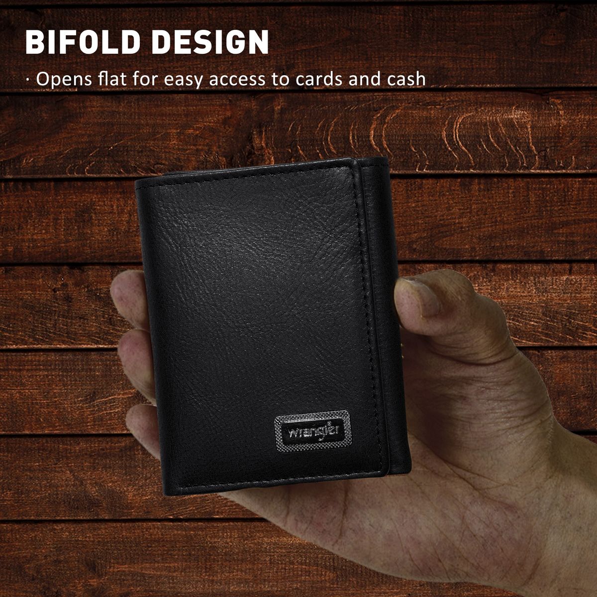 Wrangler Men's RFID Blocking Trifold Pebble Leather Wallet Gift for Dad - thumbnail 6