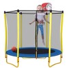HFYee 5.4FT Kids Trampoline with Safety Net & Basketball Hoop (Ball Included) Fun Indoor/Outdoor Play for Ages 4-10, Yellow - 2 of 4