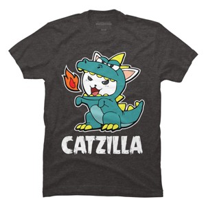Men's Design By Humans Catzilla Halloween Costume Dragon Monster Kitten Cats Lover By lenxeemyeu T-Shirt - 1 of 4