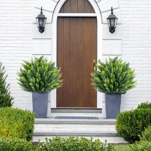 COZONY Artificial Topiary Ball Trees, Indoor Outdoor Decor Faux Eucalyptus Plants with Stand for Porch, Patio, Office - 1 of 4