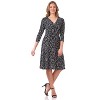 Rekucci Women's Slimming 3/4 Sleeve Fit and Flare Crossover Tummy Control Dress - 4 of 4