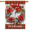 Briarwood Lane Christmas House Flag 40x28 For Outdoor Holiday Poinsettia Wreath For Christmas House Flag - 2 of 4