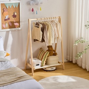 Kids Coat Rack, Baby Clothes Rack , Solid Wood Floor-Standing Hall Tree, Kids Clothes Drying Rack, Foldable - 1 of 4