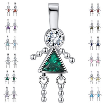 Baby Boy or Girl Birthstone Charm for Mom  Family Tree Grandma Necklace by Ginger Lyne CZ Sterling Silver
