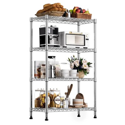 LunaLulinlk Chrome Storage Rack Steel Heavy Duty 4 Tier Miscellaneous Shelving Unit