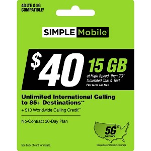Simple Mobile Unlimited Talk/Text/Data Prepaid Card (Email Delivery) - 1 of 1