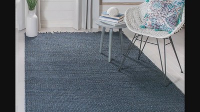 Handwoven Gray Jute 3' x 5' Area Rug with Fringe