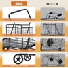 NAYSAYE Foldable Shopping Dolly Heavy Duty Utility Cart with Double Basket and Swivel Wheels for Groceries and Laundry, Antique Black, - 4 of 4