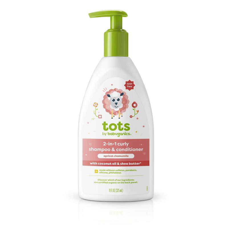 Tots by Babyganics 2-in-1 Shampoo &#38; Conditioner for Curly Hair Apricot Chamomile - 11 fl oz, 1 of 7