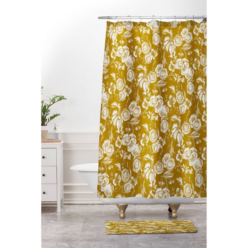 Floral Sketch Ginger Shower Curtain Bold Gold - Deny Designs, 4 of 7