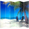 6' Tall Double Sided Beach Canvas Room Divider 6 Panel - Oriental Furniture: Tropical & Heavy Duty - 3 of 3