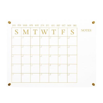 Clear Gold Acrylic Monthly Wall Calendar with Notes