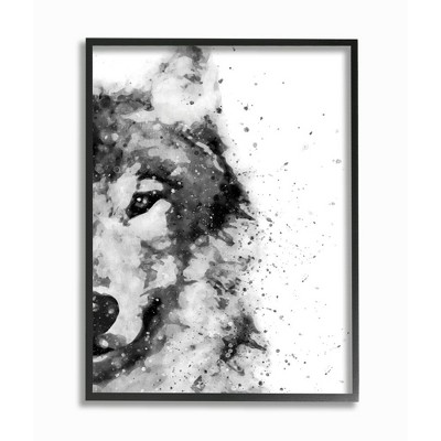 Stupell Industries Forest Wolf Wild Animal Watercolor Pop Black White