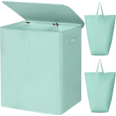 154L Double Laundry Hamper with Lid and Removable Laundry Bags, Large Dirty Clothes Hamper 2 section Collapsible Laundry Basket