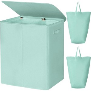 154L Double Laundry Hamper with Lid and Removable Laundry Bags, Large Dirty Clothes Hamper 2 section Collapsible Laundry Basket - 1 of 4