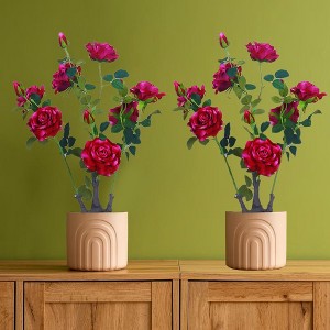 12pcs Artificial Peony Flower Tree - Faux Peony Plant, Peony Flowering Tree, Green Leaves Decoration, Living Room Decor, Wedding Decoration - 1 of 4