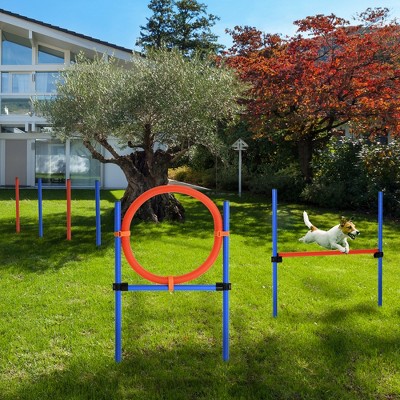 PawHut Small Blue and Orange Dog Agility Training Set
