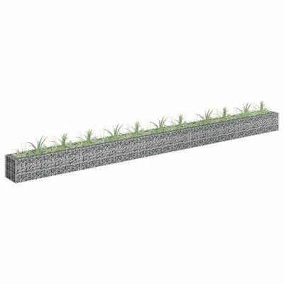 vidaXL Gabion Raised Bed Silver Galvanized Steel 177.2 x 11.8 x 11.8 in