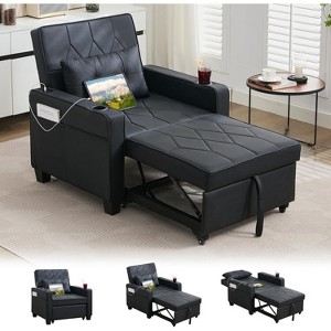 TYBOATLE 3-in-1 Convertible Sleeper Chair Bed for Adults – Pull-Out Futon Sofa with USB & Type-C Ports, Cup Holders, Side Pockets for Small Spaces - 1 of 4