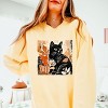 Simply Sage Market Black Cat Fall Leaves Distressed Lightweight Garment Dyed Sweatshirt - 3 of 4