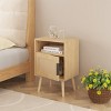 ChicFurnit Nightstands Wooden Bedside Table Night Stand with Drawer and Shelf Modern End Table for Bedroom Storage, Beige, 15.75"*11.81"*22.83" - 3 of 4
