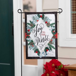 Evergreen Garden Flag Joy to the World Linen Double Sided Indoor Outdoor Decor 18" x 12.5" - 1 of 3
