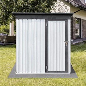 Acekool 5x3 Ft Outdoor Storage Shed with Floor, Lockable Double Doors, Sloped Roof, Vents, Waterproof Metal Tool Shed for Garden & Patio - 1 of 4