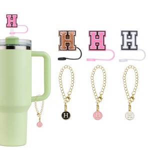 Unique Bargains Silicone Leak Reusable with Straw Cover Cap Letter Charm Accessories 6 Pcs - 1 of 4